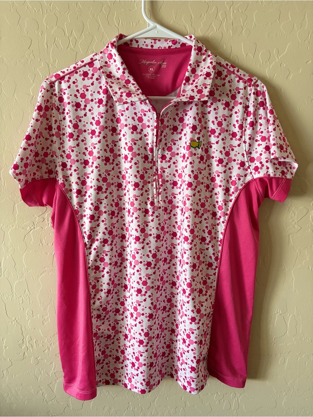Masters Magnolia Lane Tech 1/4 Zip Geometric Stretchy Polo XL